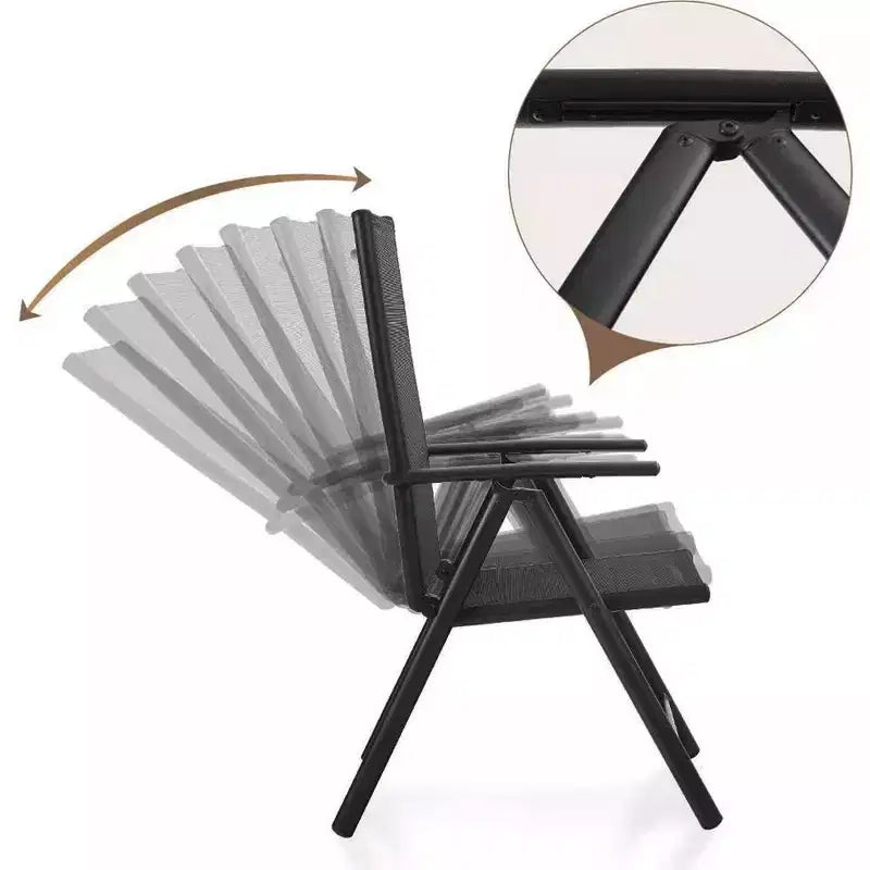Set da giardino 5 pezzi con tavolo quadrato effetto legno e sedie reclinabili con braccioli - Captiva Designs: Pranzo all'aperto, resistente alle intemperie