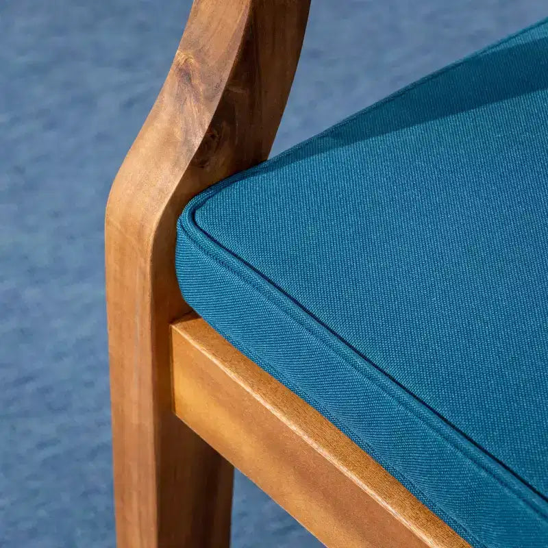 Set da pranzo Llando a 7 pezzi in legno di acacia - Teak/Blu - Christopher Knight Home: Resistente alle intemperie con cuscini in poliestere