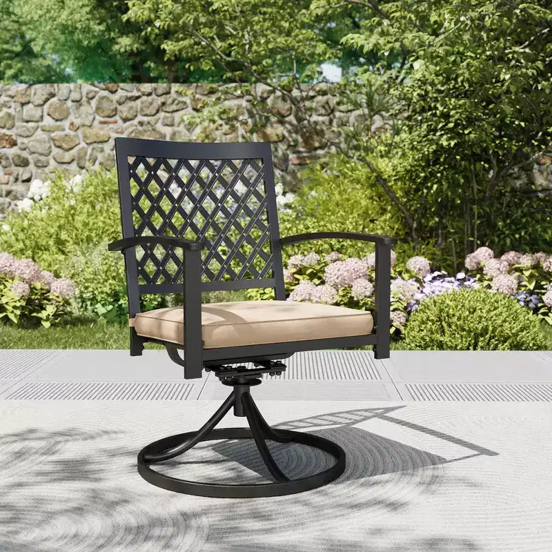 Set da pranzo da esterni da 7 pezzi con tavolo rettangolare con foro per ombrellone e sedie girevoli - Captiva Designs