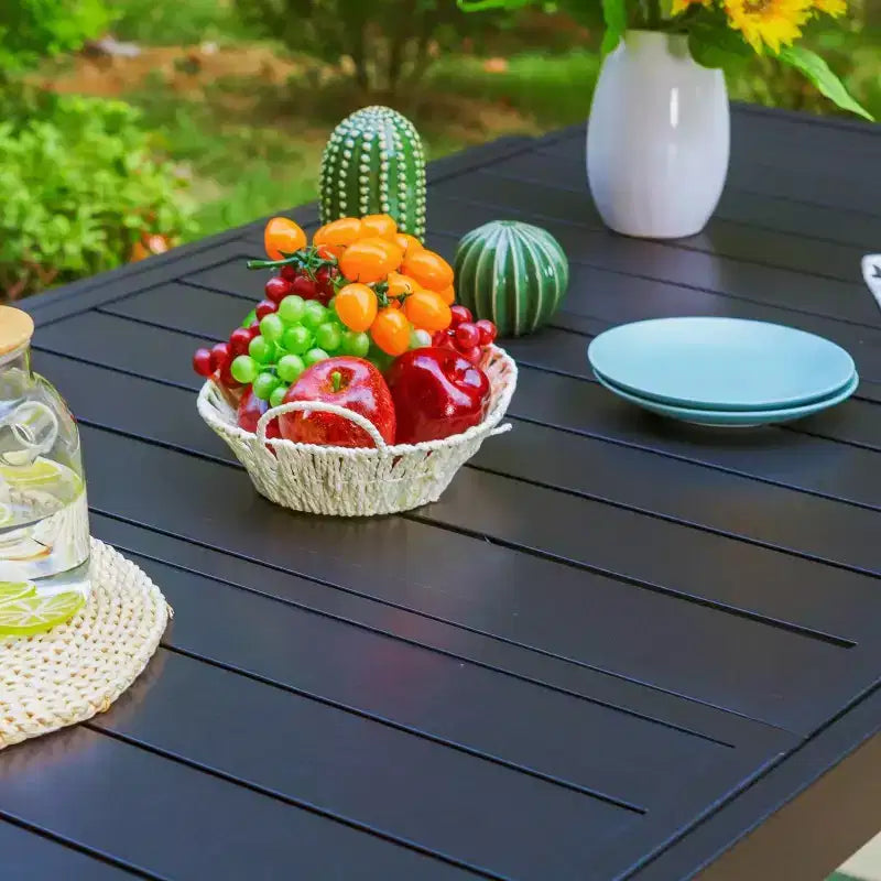 Set da pranzo 7 pezzi in metallo con tavolo da pranzo allungabile e 6 sedie girevoli - Captiva Designs
