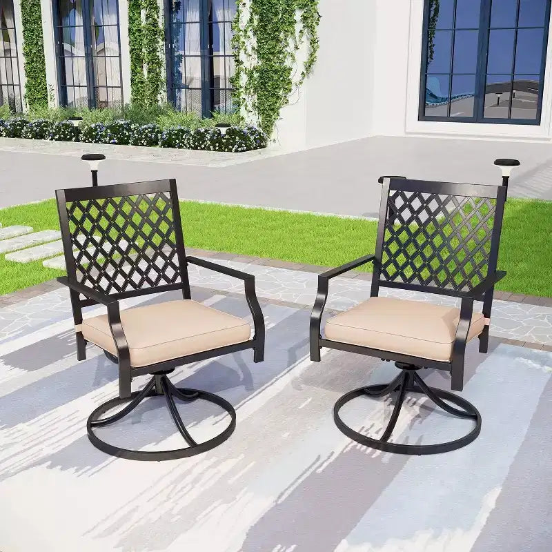 Set da patio da 5 pezzi con tavolo in metallo da 37" e sedie a braccioli girevoli - Captiva Designs