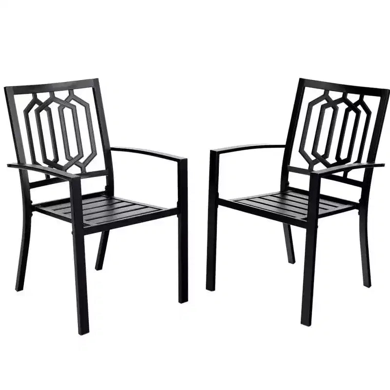 Set da pranzo quadrato 5 pezzi in metallo per interni/esterni con sedie a braccioli e foro per ombrellone - Captiva Designs: Set resistente alle intemperie