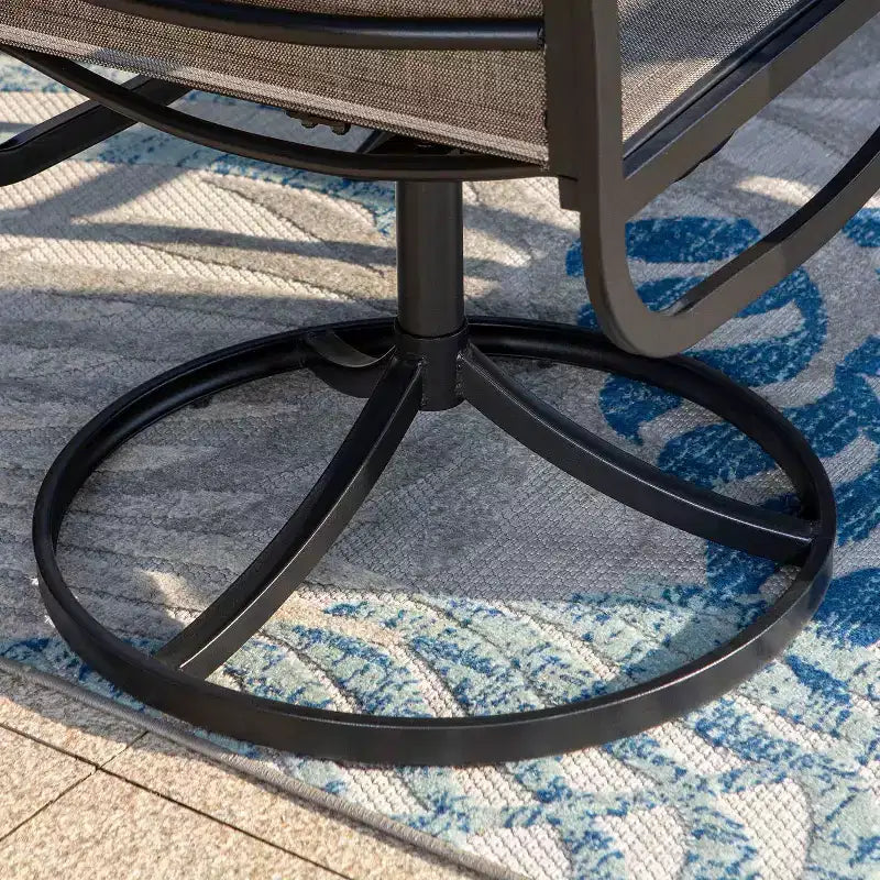 7pc Patio Set with Steel Table & 360 Swivel Sling Arm Chairs - Captiva Designs: Weather-Resistant Outdoor Ensemble