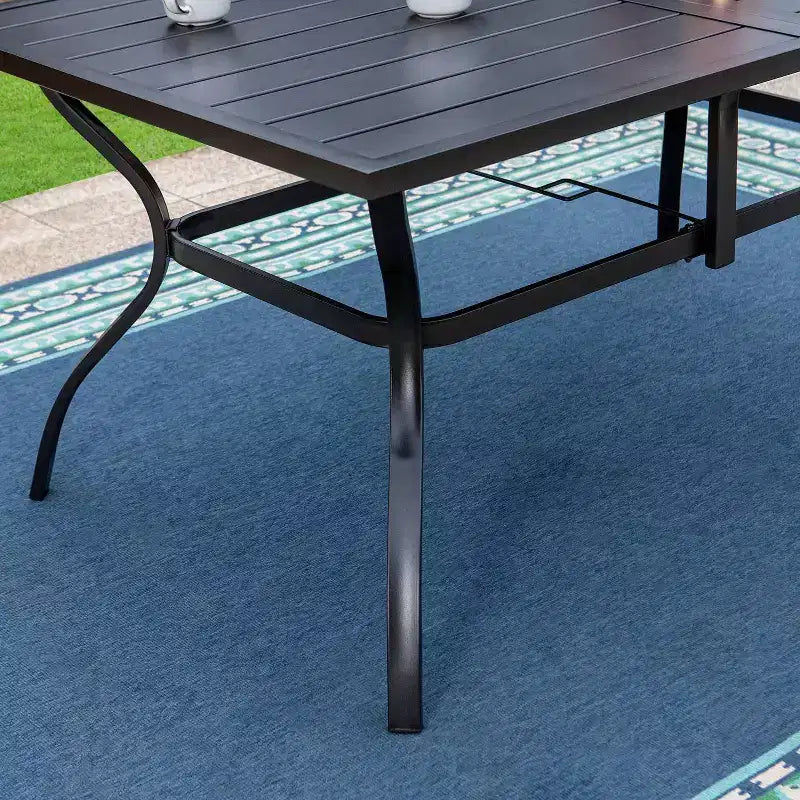 7pc Patio Set with Steel Table & 360 Swivel Sling Arm Chairs - Captiva Designs: Weather-Resistant Outdoor Ensemble