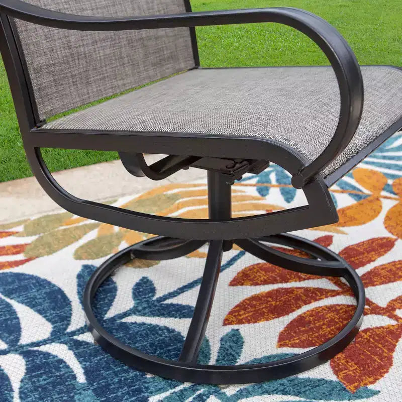 7pc Patio Set with Steel Table & 360 Swivel Sling Arm Chairs - Captiva Designs: Weather-Resistant Outdoor Ensemble