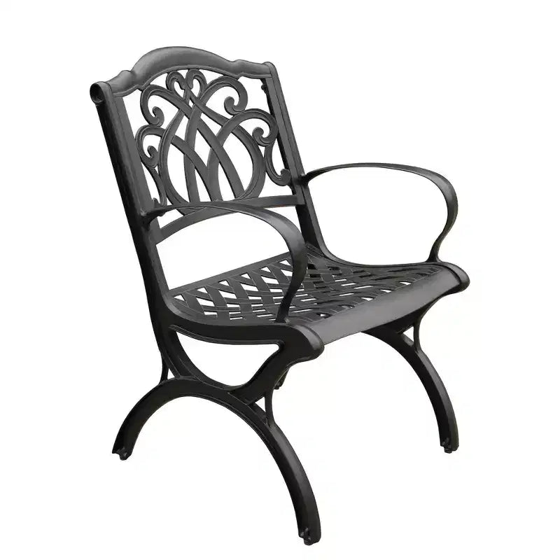 Set da pranzo da 5 pezzi per patio con tavolo rotondo da esterno moderno e ornato in alluminio a rete da 48" e sedie di lusso - Nero - Oakland Living: Resistente alle intemperie