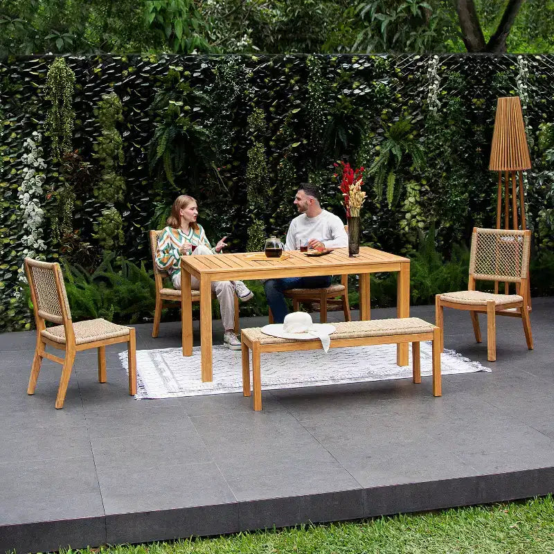 Sonoma Lane Azle Set da pranzo da esterno 6 pz in teak con vimini Honey Twist - Resistente alle intemperie