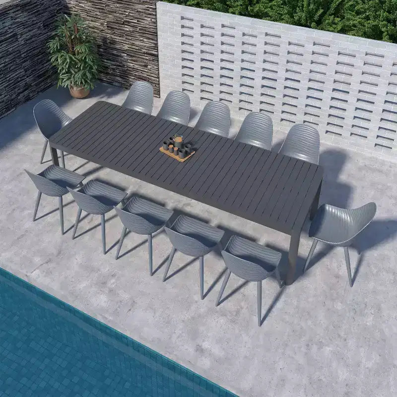 Amazonia Copa 13pc Aluminum Rectangular Extendable Patio Dining Set Gray