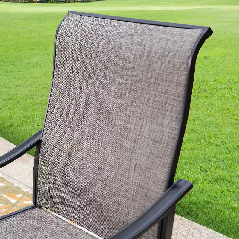 Set da pranzo da esterni 7 pezzi con tavolo rettangolare in acciaio con foro per ombrellone e sedie girevoli - Captiva Designs: Set da patio resistente alla ruggine per 6 persone