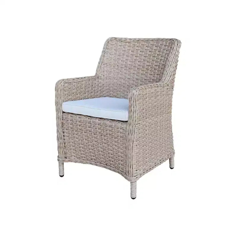 International Concepts 5pc Wicker Outdoor Patio Dining Set: All-Weather, Aluminum Frame, 4 Arm Chairs
