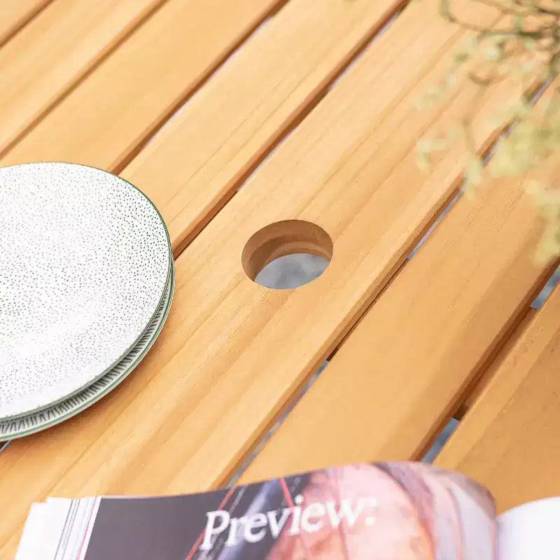 Set da pranzo da esterno Sonoma Lane 4 pezzi in legno di teak Eola con rattan color miele - Resistente alle intemperie