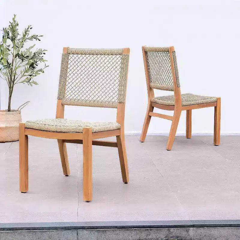 Set da pranzo da esterno Sonoma Lane 4 pezzi in legno di teak Eola con rattan color miele - Resistente alle intemperie