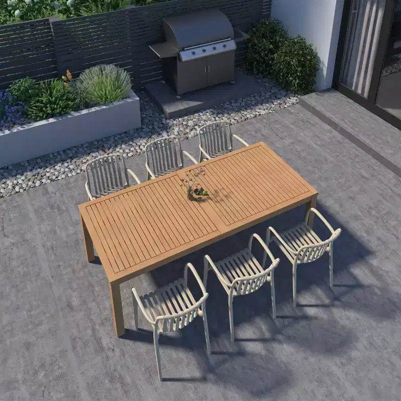 Amazonia Beijo 7pc Rectangular Outdoor Patio Dining Set Beige