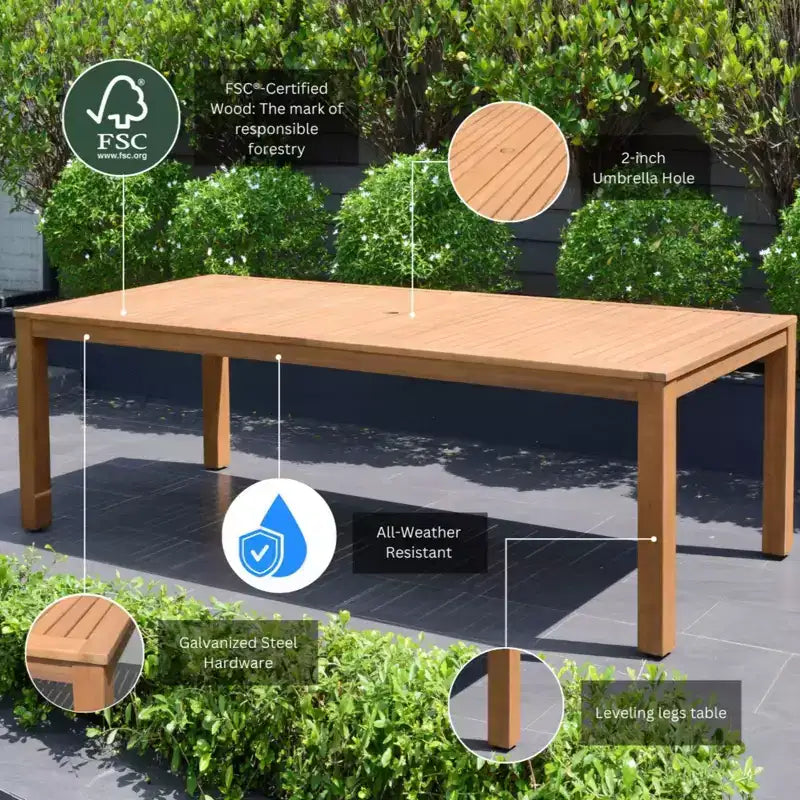 Amazonia Beijo 7pc Rectangular Outdoor Patio Dining Set Beige