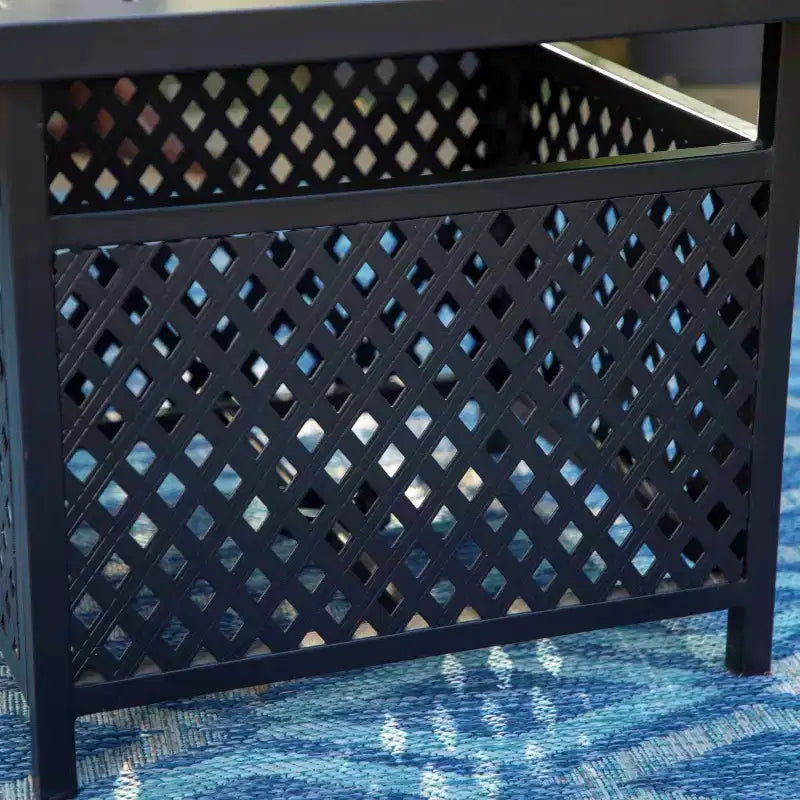 Set da pranzo da 3 pezzi per esterni con tavolino quadrato con foro per ombrellone - Captiva Designs: resistente alle intemperie, comfort ad asciugatura rapida