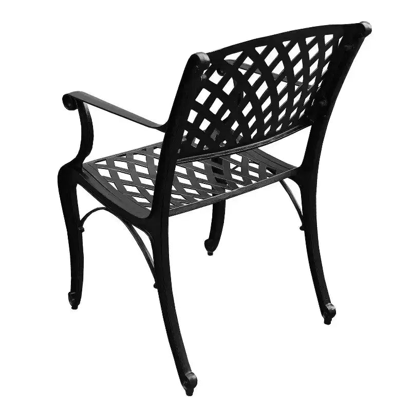 Set da pranzo da patio 7 pezzi con tavolo rettangolare moderno in alluminio a maglie da esterno da 68" e sedie moderne - Nero - Oakland Living: Resistente ai raggi UV