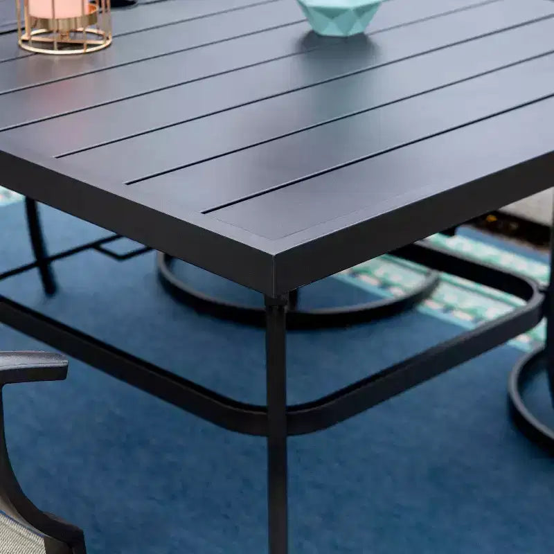 Set da pranzo da 7 pezzi per patio con tavolo rettangolare con foro per ombrellone da 2,6" e poltrone in vimini e rattan - Nero - Captiva Designs