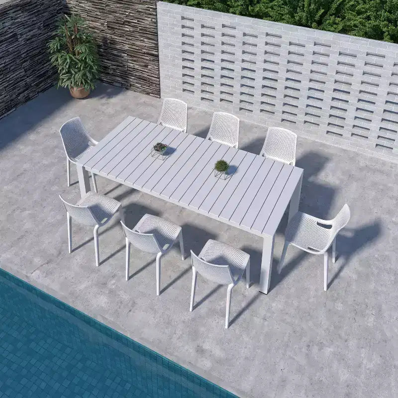 Amazonia Leblon 9pc Aluminum Rectangular Patio Dining Set White