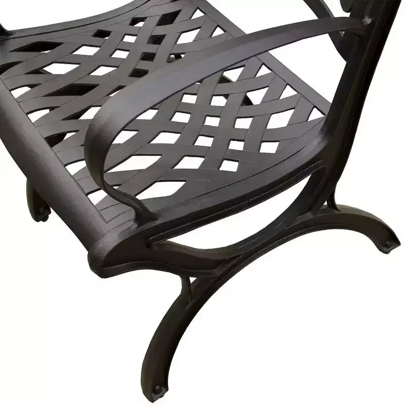 Set da pranzo da esterni 7 pezzi con tavolo rettangolare in alluminio a rete ornato moderno da 172 cm e sedie di lusso - Nero - Oakland Living