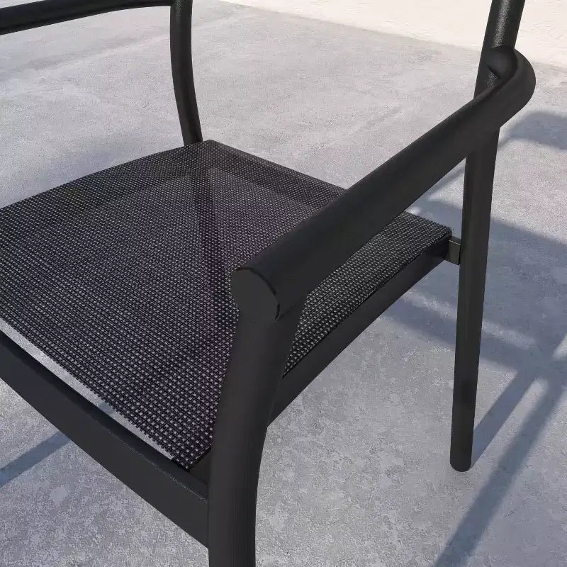 Amazonia Axe 7pc Aluminum Rectangular Patio Dining Set Black