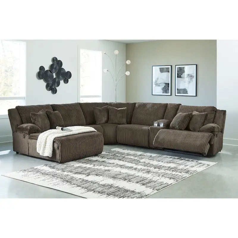 Divano sezionale reclinabile a 6 posti con chaise longue Top Tier marrone di Signature Design by Ashley - 147 L x 134 P x 41 A