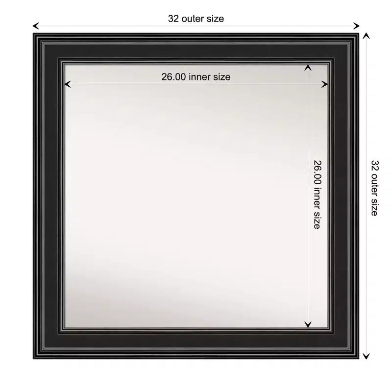 Specchio da parete per bagno nero Ridge 32" x 32" non bisellato - Amanti Art