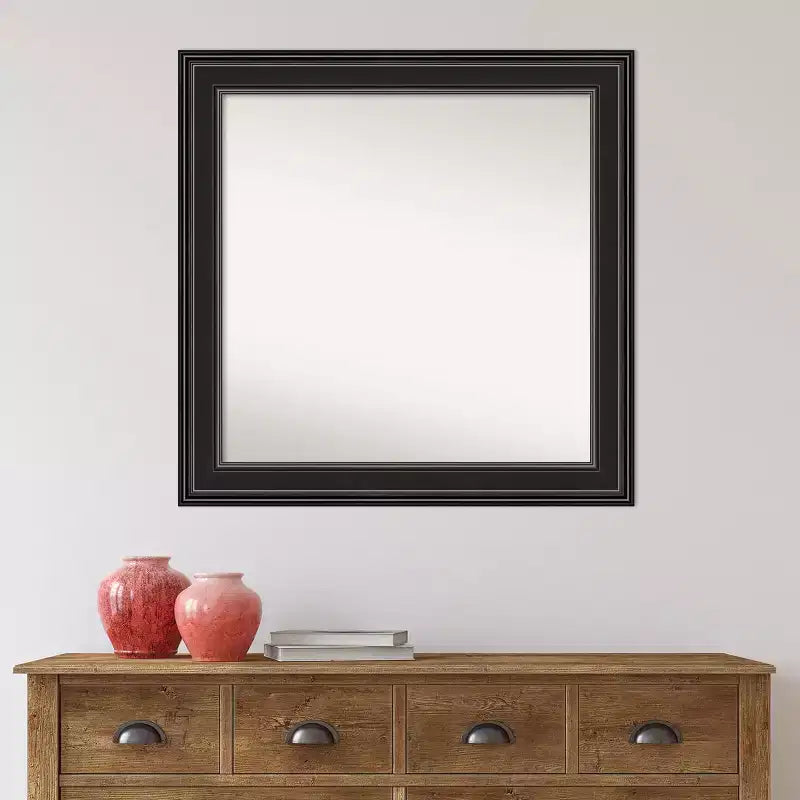 Specchio da parete per bagno nero Ridge 32" x 32" non bisellato - Amanti Art