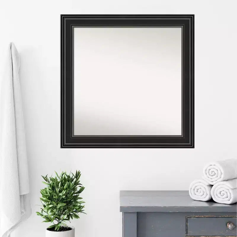 Specchio da parete per bagno nero Ridge 32" x 32" non bisellato - Amanti Art