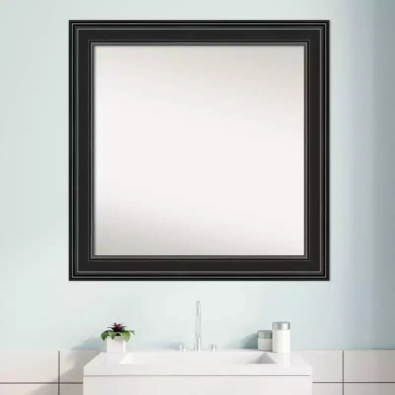 Specchio da parete per bagno nero Ridge 32" x 32" non bisellato - Amanti Art