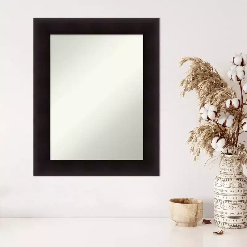 Specchio da parete in legno Portico Espresso da 24" x 30" non smussato - Amanti Art: specchio rettangolare moderno, include l'hardware di montaggio