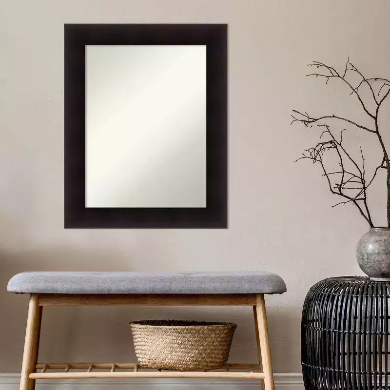 Specchio da parete in legno Portico Espresso da 24" x 30" non smussato - Amanti Art: specchio rettangolare moderno, include l'hardware di montaggio