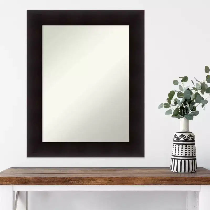 Specchio da parete in legno Portico Espresso da 24" x 30" non smussato - Amanti Art: specchio rettangolare moderno, include l'hardware di montaggio