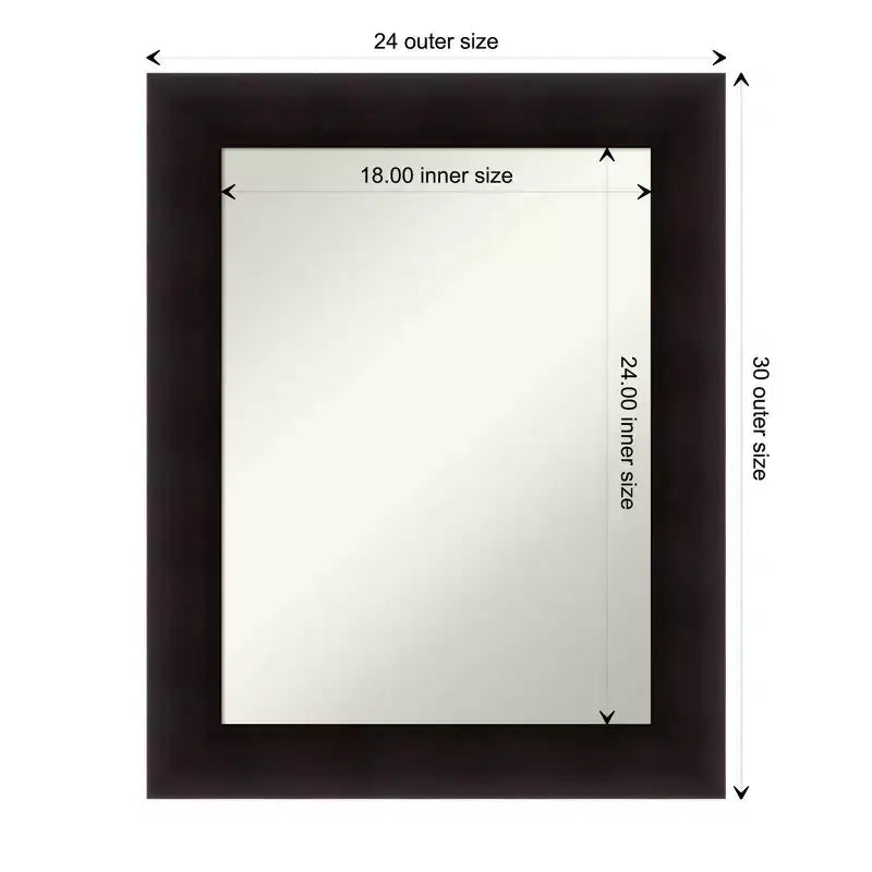 Specchio da parete in legno Portico Espresso da 24" x 30" non smussato - Amanti Art: specchio rettangolare moderno, include l'hardware di montaggio