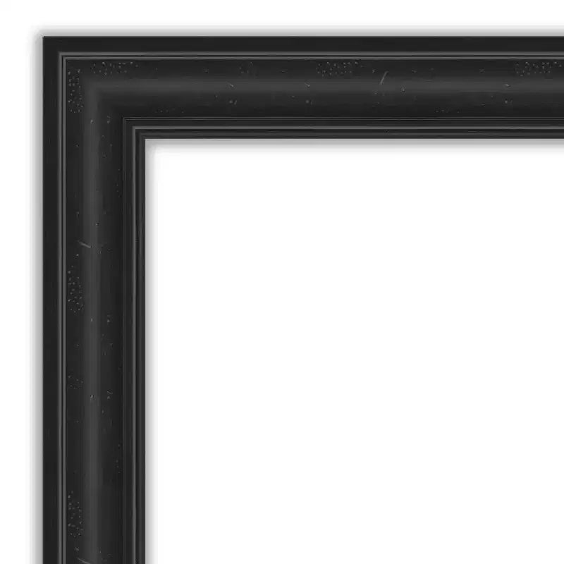 Specchio da parete nero invecchiato 44" x 33" senza smussatura - Amanti Art: rettangolare moderno, cornice in polistirene, include hardware di montaggio
