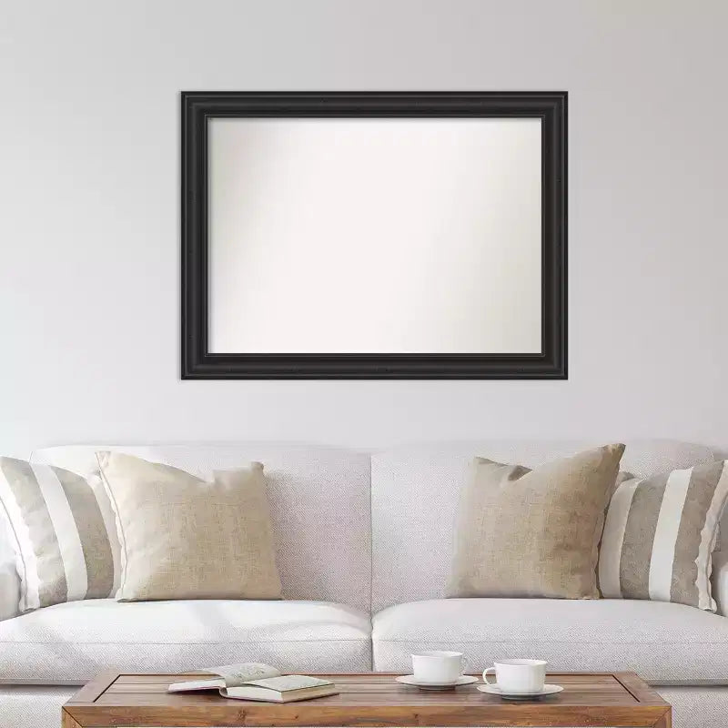 Specchio da parete nero invecchiato 44" x 33" senza smussatura - Amanti Art: rettangolare moderno, cornice in polistirene, include hardware di montaggio