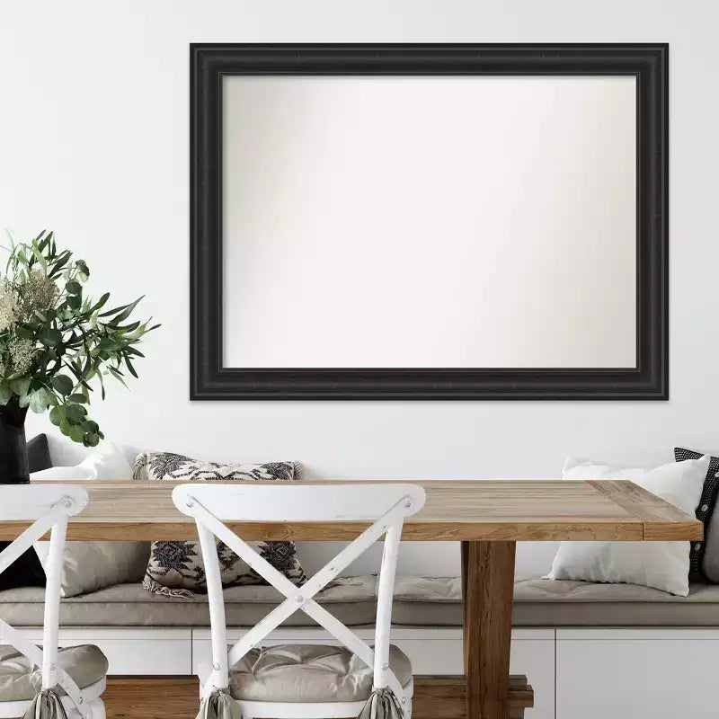 Specchio da parete nero invecchiato 44" x 33" senza smussatura - Amanti Art: rettangolare moderno, cornice in polistirene, include hardware di montaggio