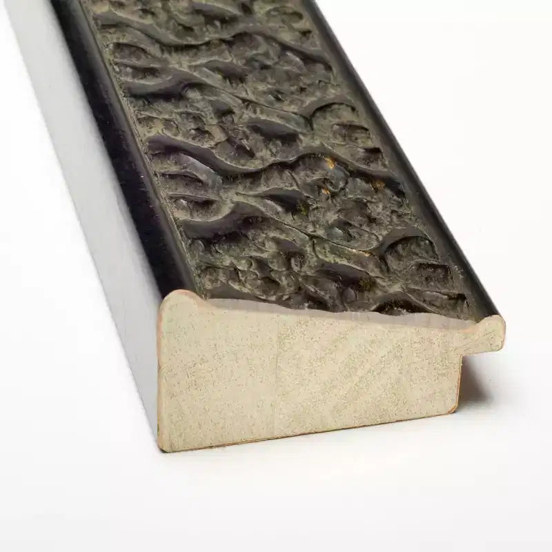 Specchio da parete in legno nero goffrato Intaglio non smussato 23" x 29" - Amanti Art