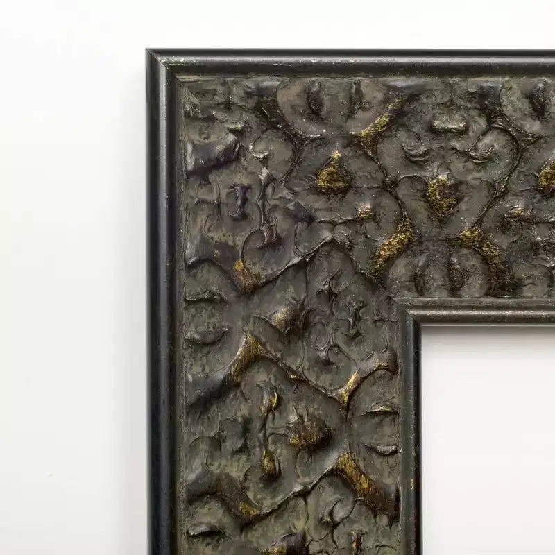 Specchio da parete in legno nero goffrato Intaglio non smussato 23" x 29" - Amanti Art