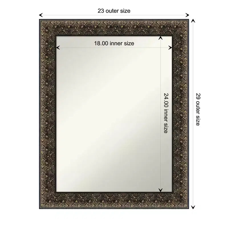 Specchio da parete in legno nero goffrato Intaglio non smussato 23" x 29" - Amanti Art