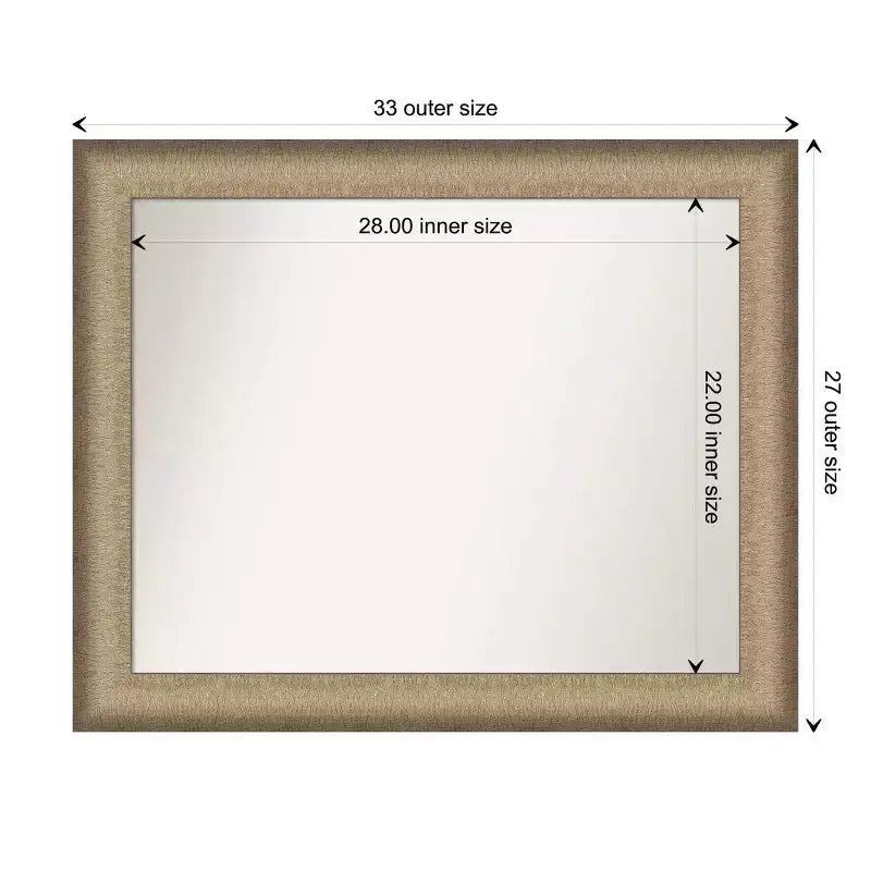 Specchio da parete per bagno elegante 33" x 27" bronzo spazzolato - Amanti Art: Cornice in polistirolo, Montaggio a parete