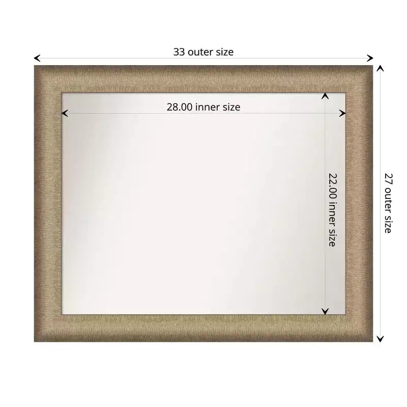 Specchio da parete per bagno elegante 33" x 27" bronzo spazzolato - Amanti Art: Cornice in polistirolo, Montaggio a parete