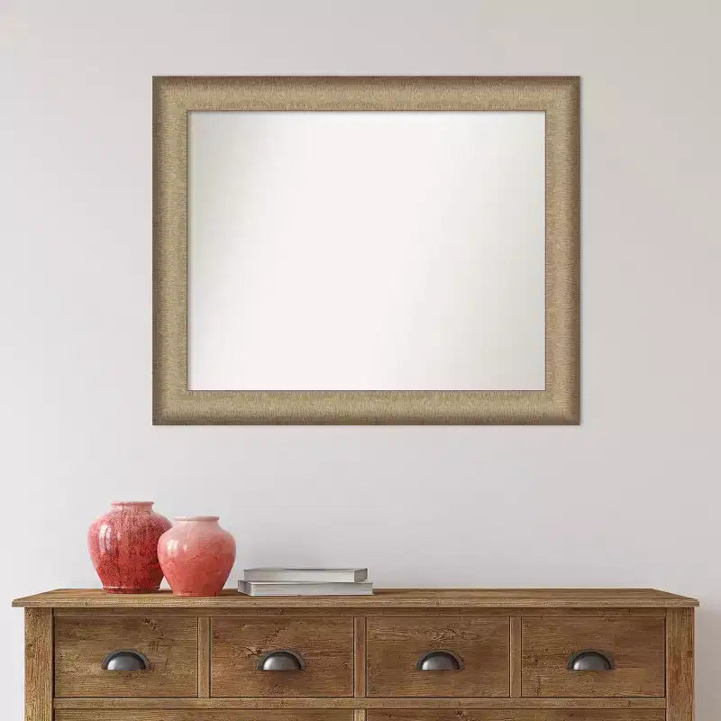 Specchio da parete per bagno elegante 33" x 27" bronzo spazzolato - Amanti Art: Cornice in polistirolo, Montaggio a parete