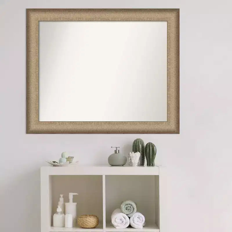 Specchio da parete per bagno elegante 33" x 27" bronzo spazzolato - Amanti Art: Cornice in polistirolo, Montaggio a parete