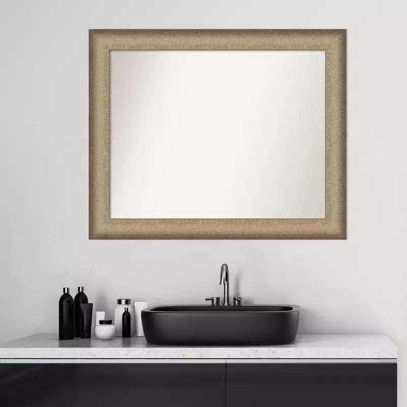 Specchio da parete per bagno elegante 33" x 27" bronzo spazzolato - Amanti Art: Cornice in polistirolo, Montaggio a parete