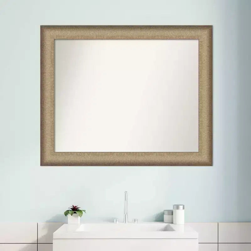 Specchio da parete per bagno elegante 33" x 27" bronzo spazzolato - Amanti Art: Cornice in polistirolo, Montaggio a parete