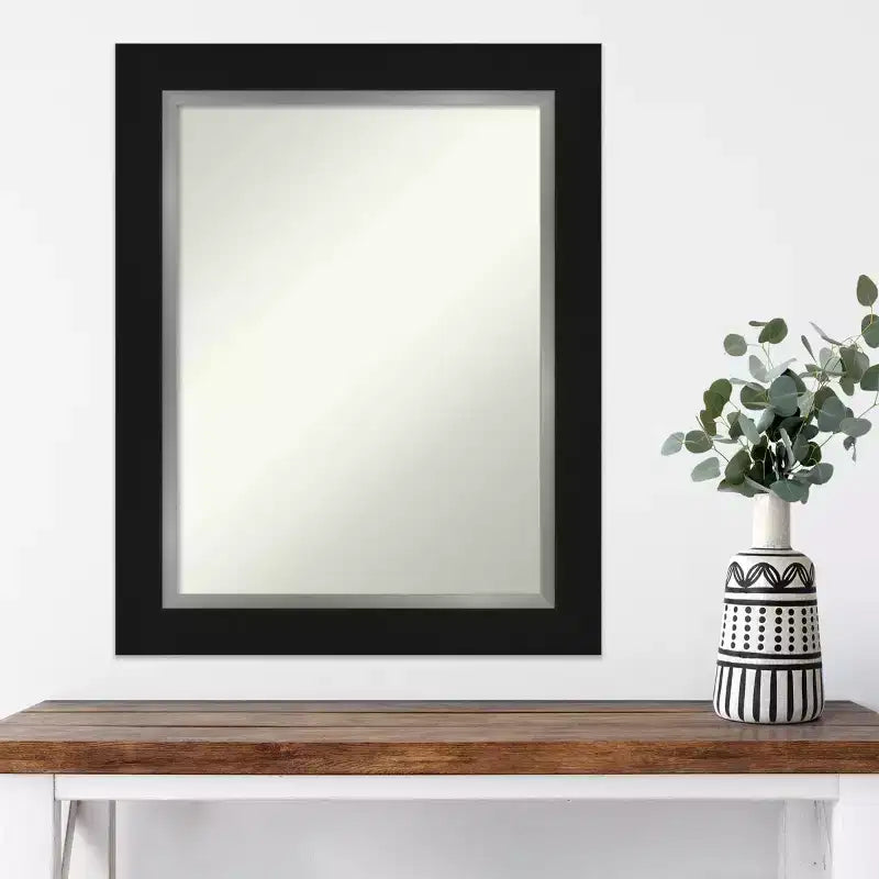 Specchio da parete senza smussatura 24" x 30" Eva Nero Argento - Amanti Art: Decorazione moderna rettangolare da bagno
