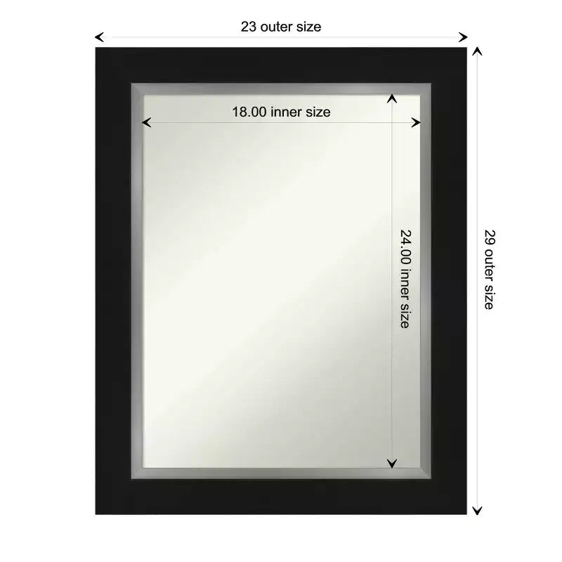 Specchio da parete senza smussatura 24" x 30" Eva Nero Argento - Amanti Art: Decorazione moderna rettangolare da bagno