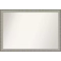 39" x 27" Non-Beveled Elegant Brushed Pewter Narrow Wall Mirror - Amanti Art