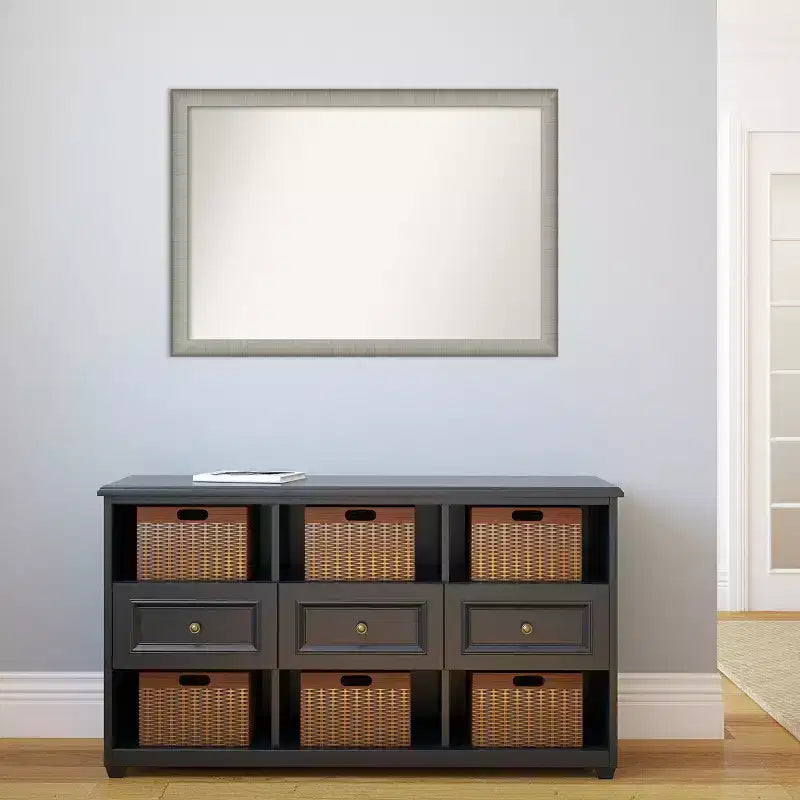 Specchio da Parete Stretto Amanti Art in Peltro Spazzolato Elegante, Non Smussato, 99 x 68,5 cm