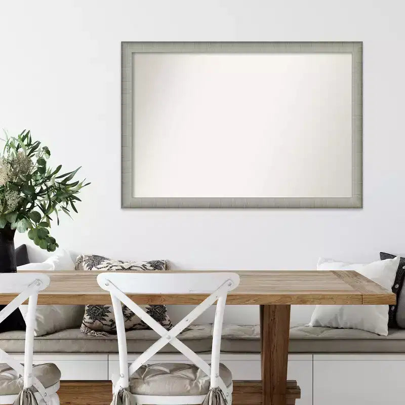 Specchio da Parete Stretto Amanti Art in Peltro Spazzolato Elegante, Non Smussato, 99 x 68,5 cm